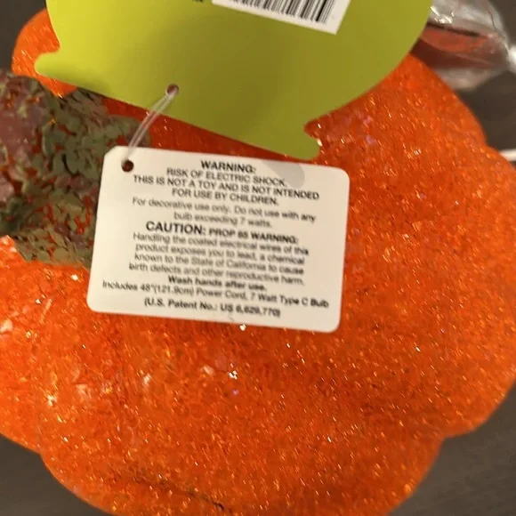 Light Up Sparkling Pumpkin Decoration 9” NWT - Picture 10 of 12